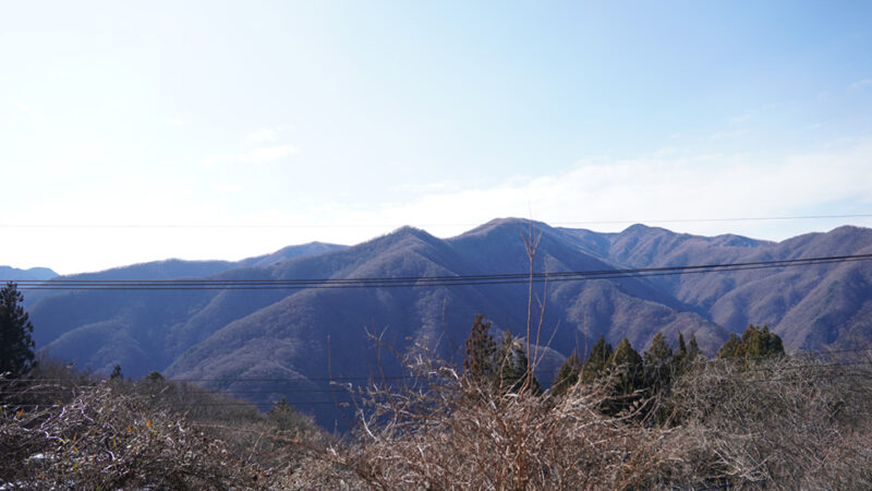 坂の途中から見た山の景色